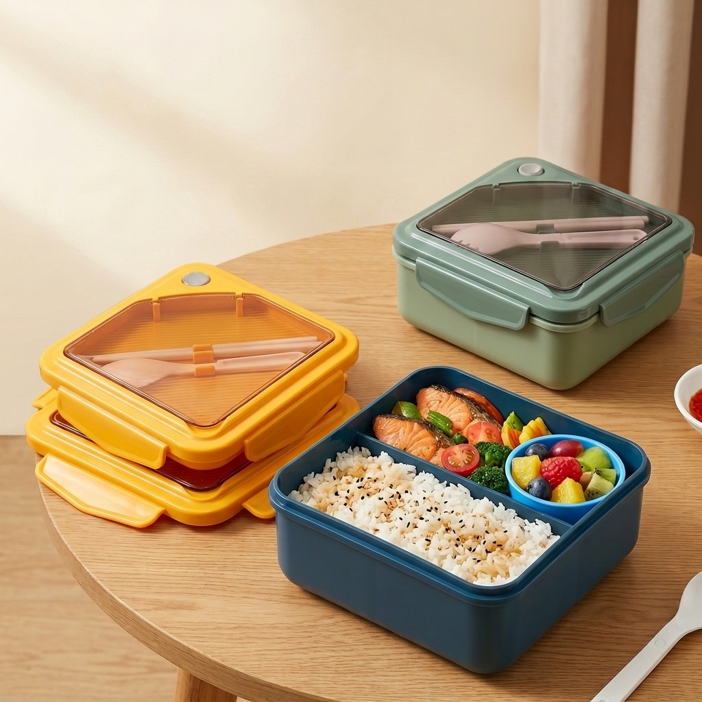 Meal Prep Or Prep Meal - Microwavable Plastic Bento Lunch Box Set